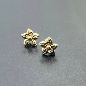 ZZ 585 Yellow Gold 14k Magnolia Flower Small Dainty Stud Minimalist Earrings